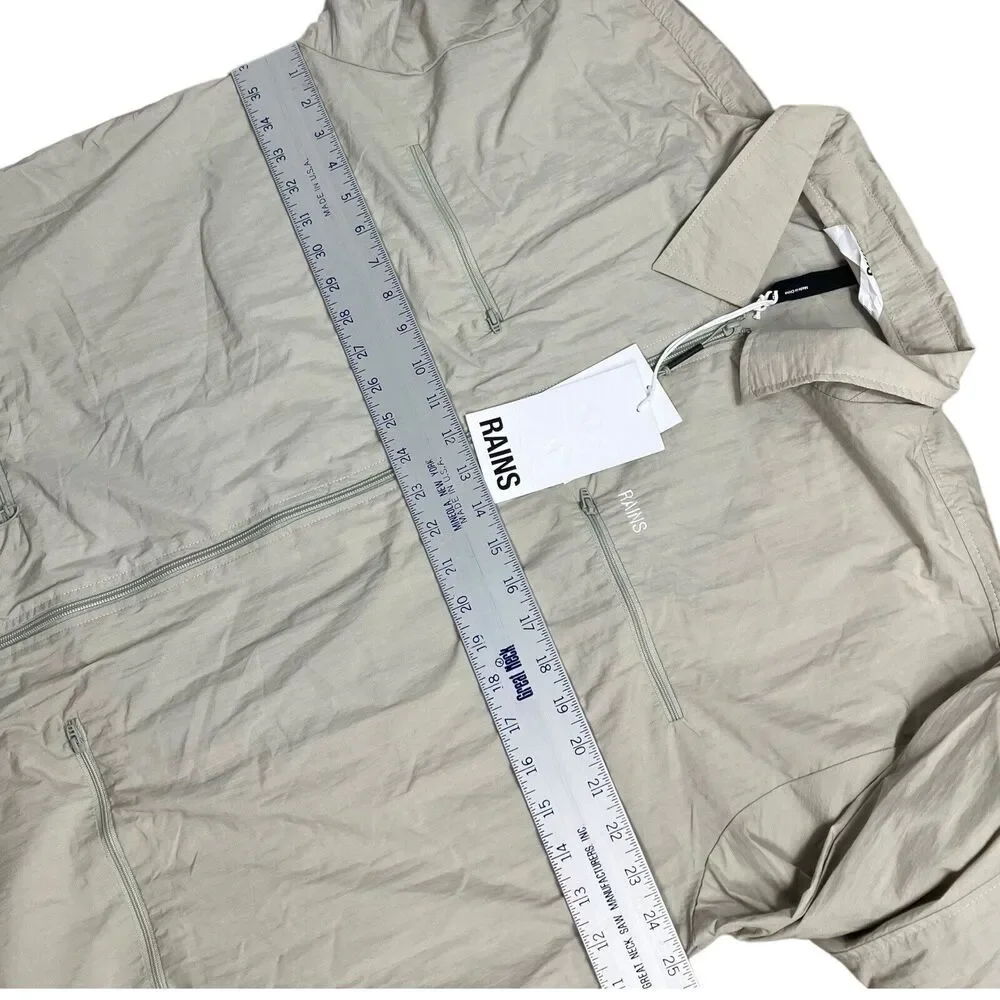 Rains‎ Jacket Men’s XL Cement Full Zip Collar 18690 Woven Athletic Shirt Pockets